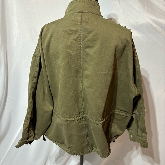 H&M Women's Olive Embroidered Patch Utility Jacket Size M - Picture 7 of 15